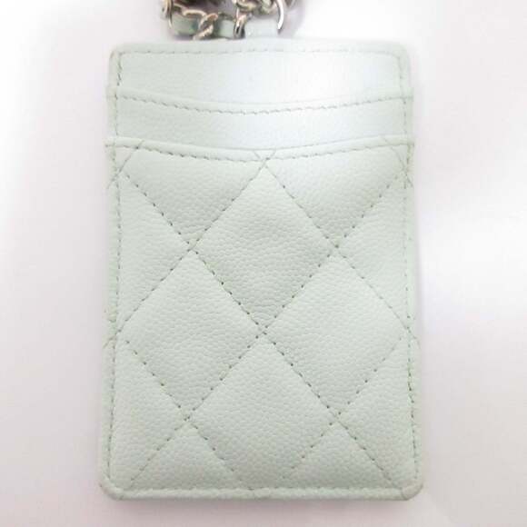CHANEL Caviar Leather Matelasse Chain Pass Case with Key Ring, Light Blue, Wo... - Picture 3 of 16